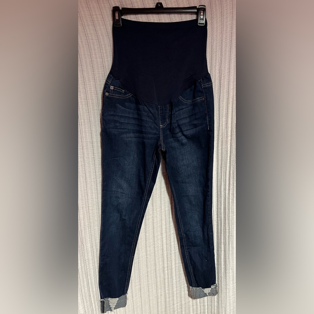 Harper Grey Women's Dark Blue Skinny Maternity Jeans (Small)